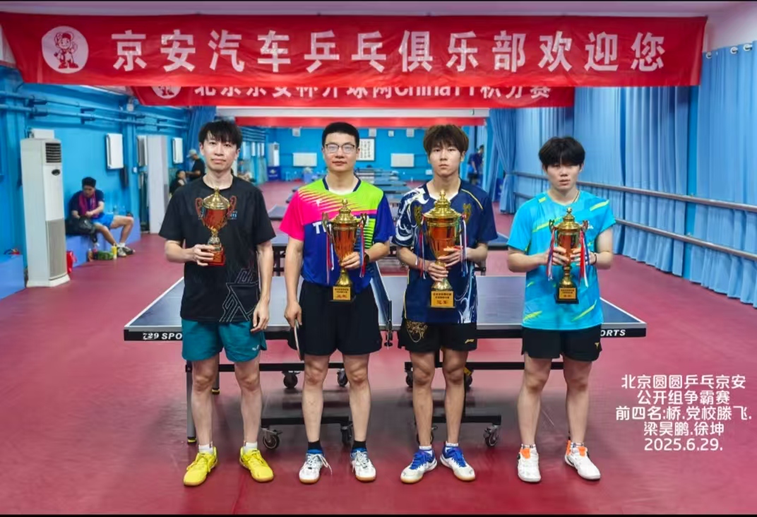 北京圆圆乒乓京安6.29公开组争霸赛成绩播报